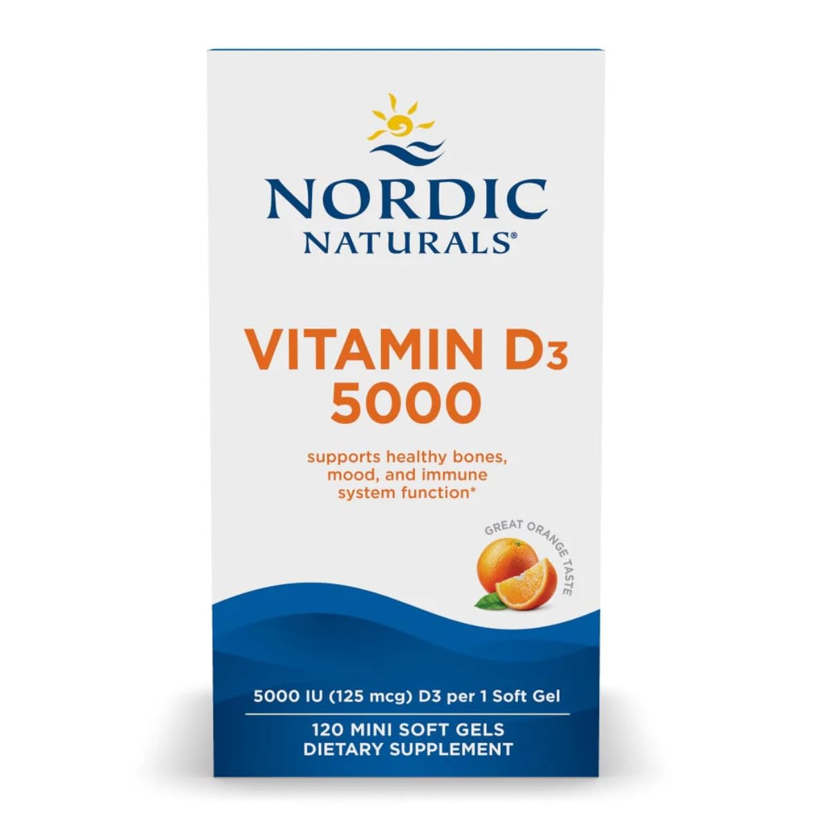 Nordic Naturals Vitamin D3 5000 IU (Orange) – 120 Mini Soft Gels
