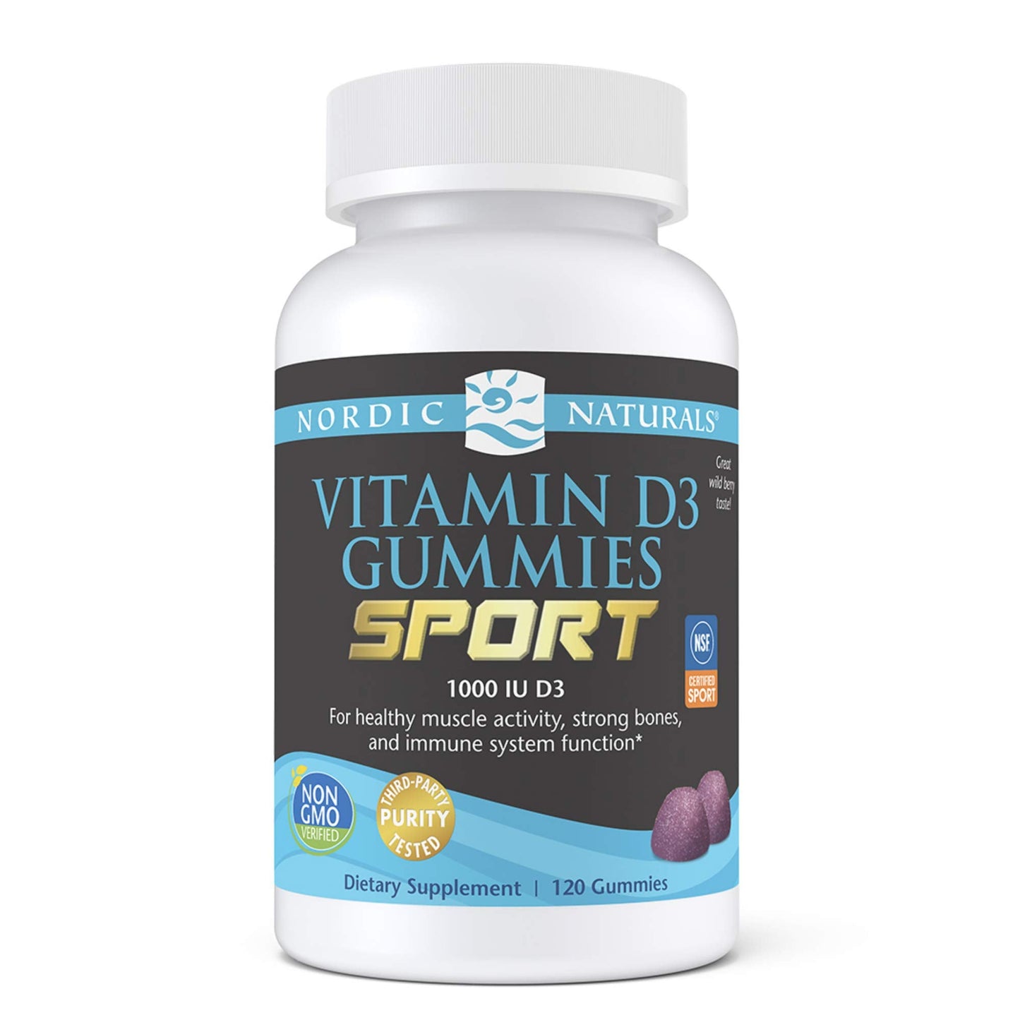 Nordic Naturals Vitamin D3 Gummies Sport - Wild Berry, 1000 IU | NSF Certified