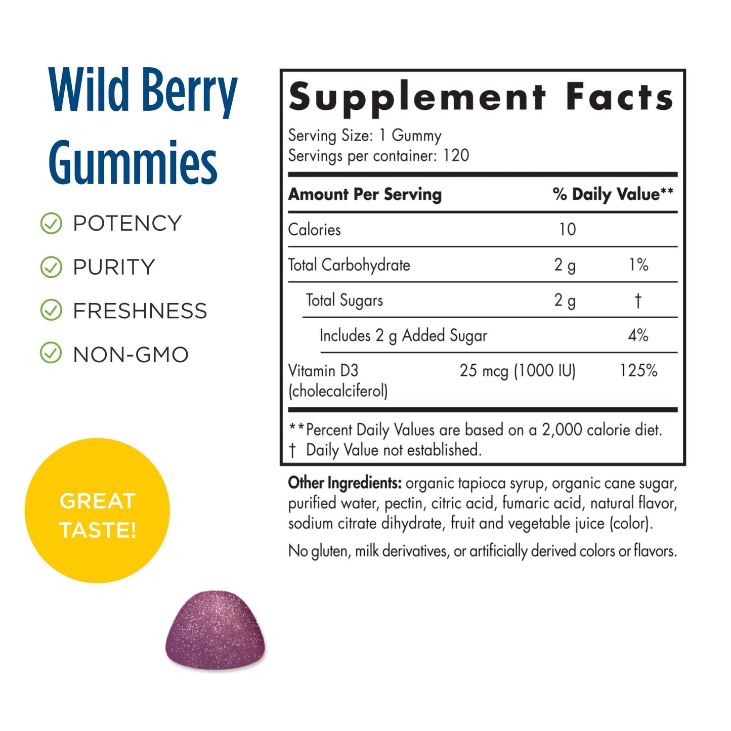 Nordic Naturals Vitamin D3 Gummies Sport - Wild Berry, 1000 IU | NSF Certified