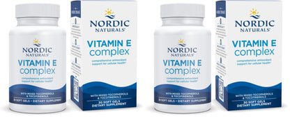 Nordic Naturals Vitamin E Complex, Unflavored – 30 Soft Gels (Pack of 2) | 6 Forms of Vitamin E, Non-GMO