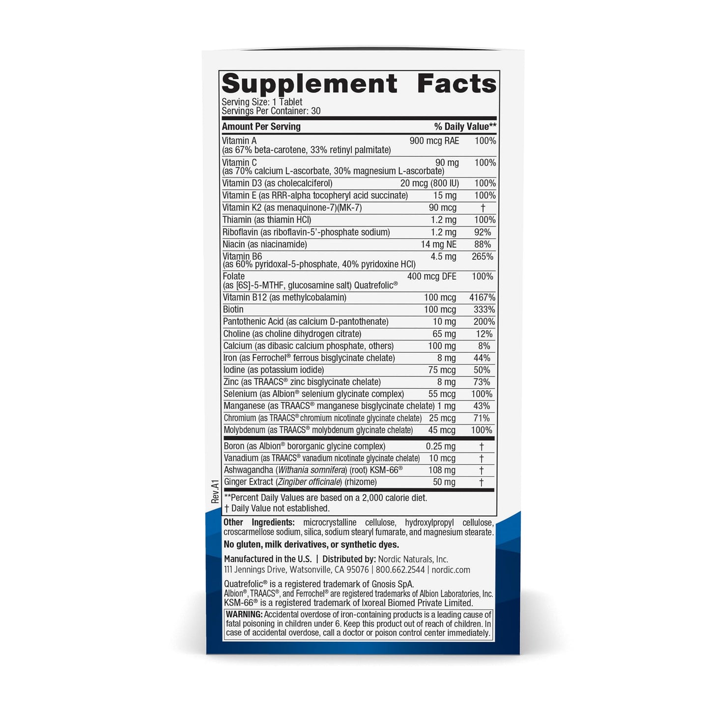 Nordic Naturals Women's Multivitamin One Daily - Skin, Hair, Energy & Immunity
