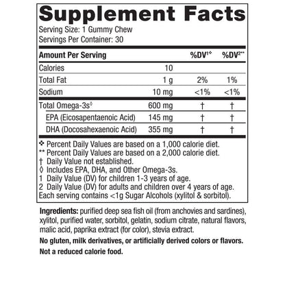 Nordic Naturals Zero Sugar DHA Gummies for Kids – Tropical Punch, 600 mg Omega-3