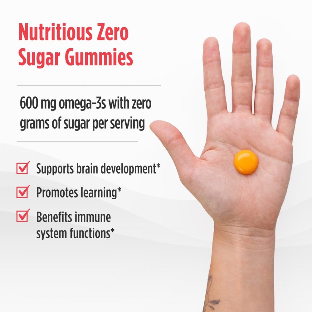 Nordic Naturals Zero Sugar DHA Gummies for Kids – Tropical Punch, 600 mg Omega-3