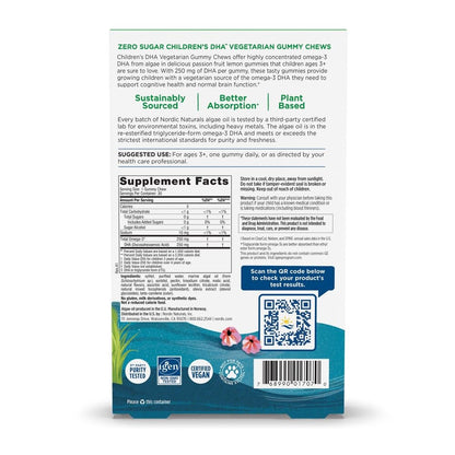 Nordic Naturals Zero Sugar Children's DHA Vegetarian Gummy Chews