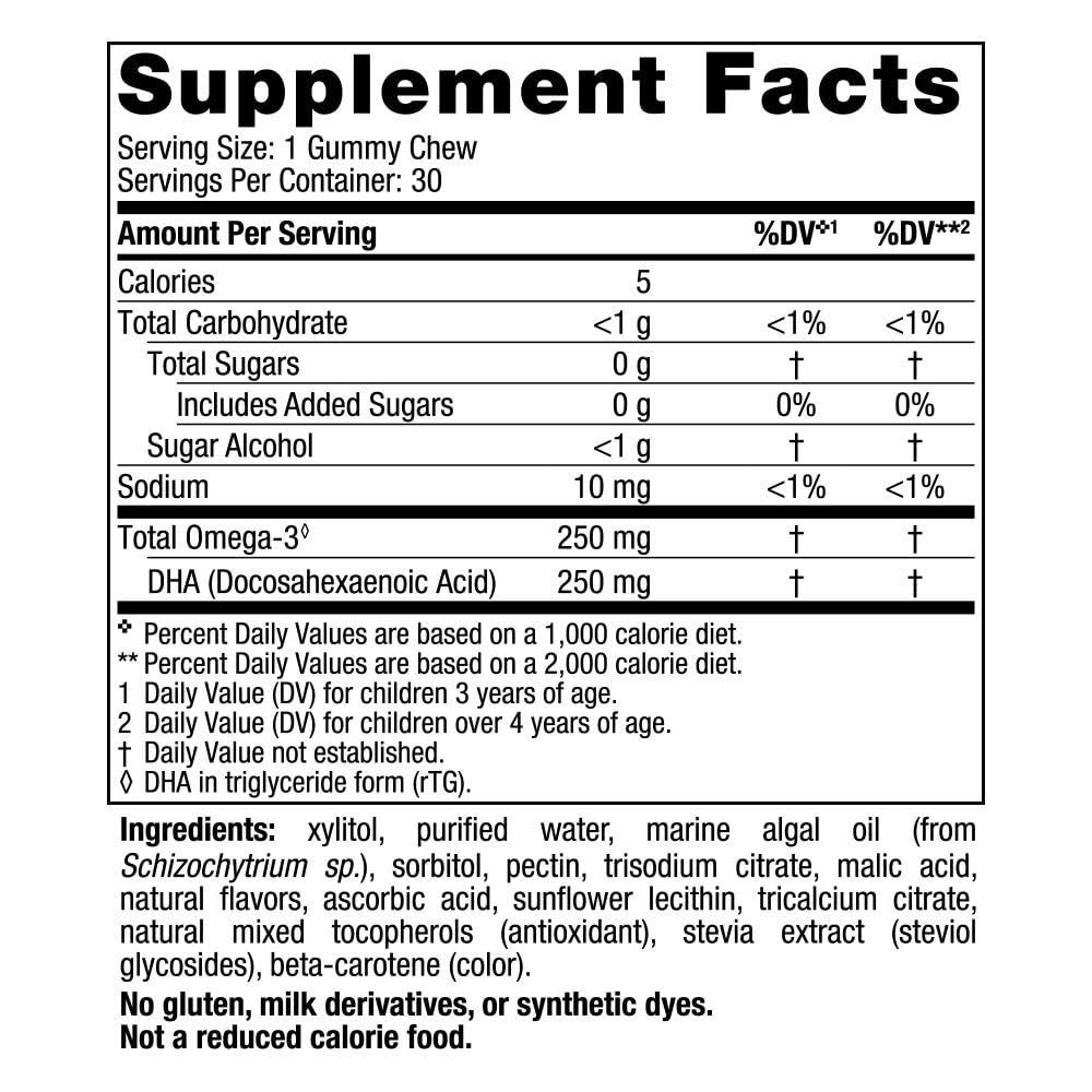 Nordic Naturals Zero Sugar Children's DHA Vegetarian Gummy Chews