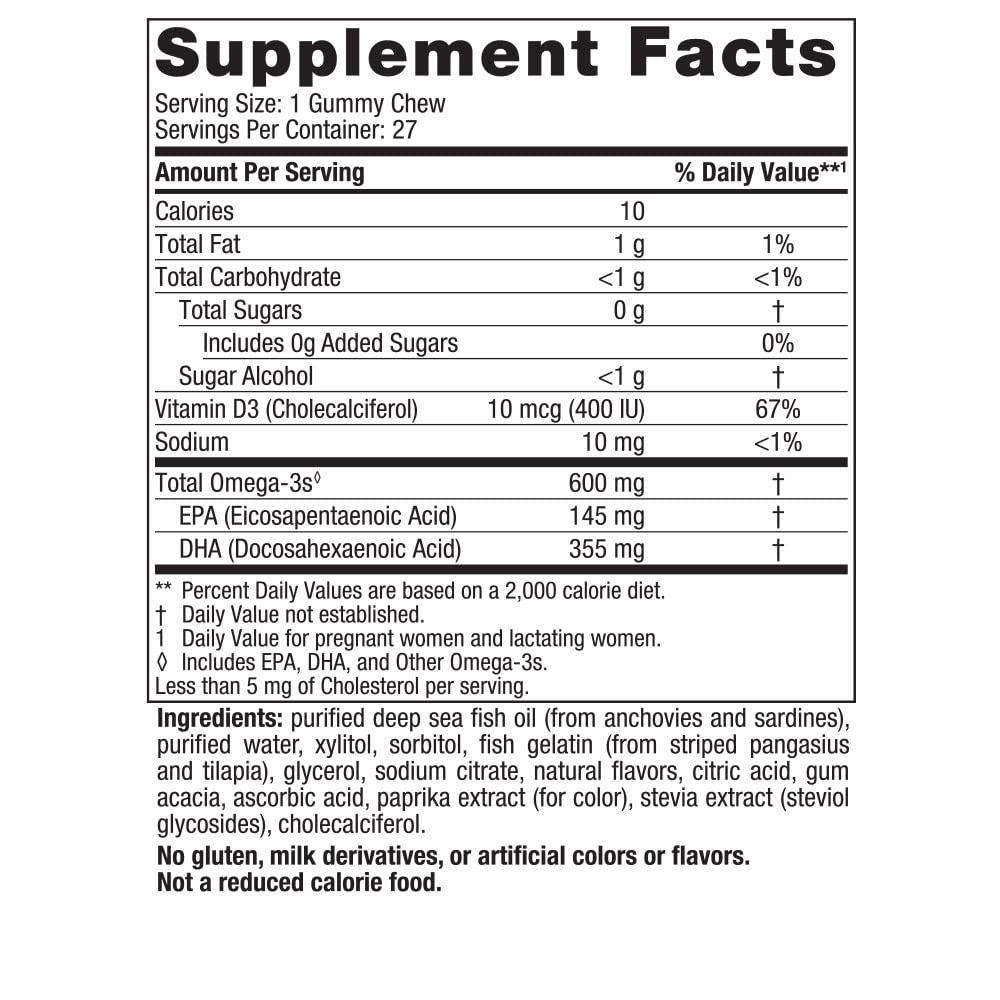 Nordic Naturals Zero Sugar DHA Prenatal Gummies – Strawberry Orange, 27 Gummies | 600 mg Omega-3, 400 IU D3