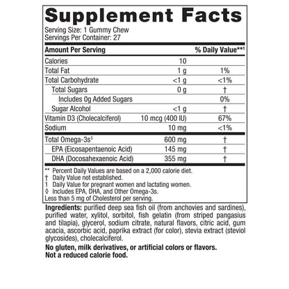 Nordic Naturals Zero Sugar DHA Prenatal Gummies – Strawberry Orange, 27 Gummies | 600 mg Omega-3, 400 IU D3