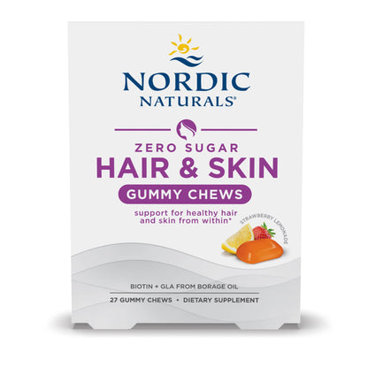 Nordic Naturals Zero Sugar Hair & Skin Gummy Chews Biotin + GLA