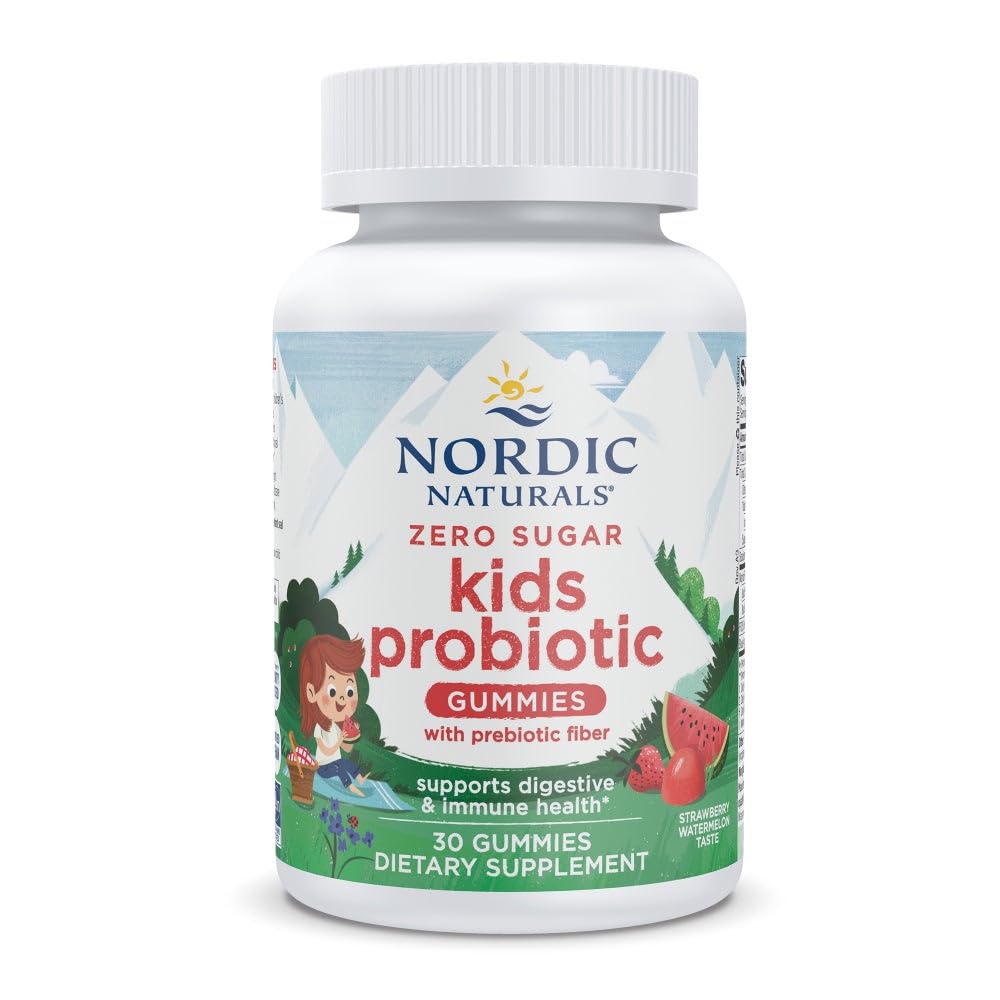 Nordic Naturals Zero Sugar Kids Probiotic Gummies – Strawberry Watermelon Flavor | 30 Gummies, Digestive & Immune Support