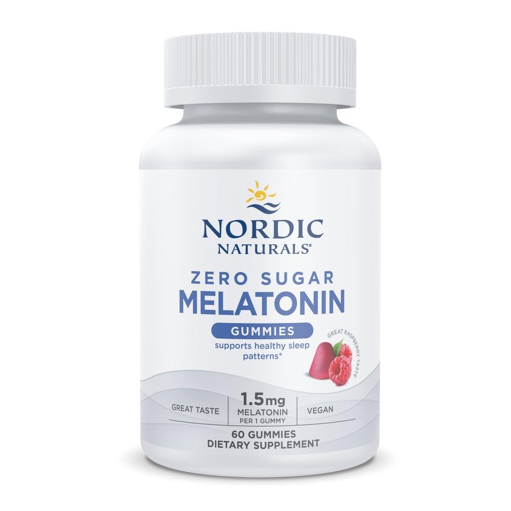 Nordic Naturals Zero Sugar Melatonin Gummies – Raspberry, 1.5 mg (60 Gummies) – Vegan, Non-GMO