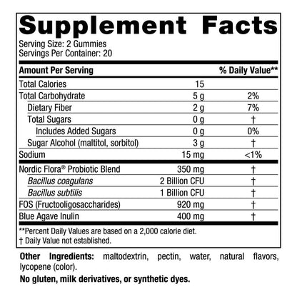 Nordic Naturals Zero Sugar Probiotic Gummies - Strawberry Watermelon, 40 Gummies | Digestive & Immune Support