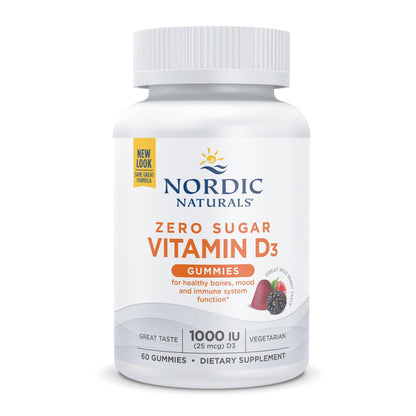 Nordic Naturals Zero Sugar Vitamin D3 Gummies, Wild Berry - 60 Gummies, 1000 IU