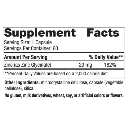 Nordic Naturals Zinc Glycinate – 60 Capsules, 20 mg Chelated Zinc | Non-GMO, Gluten Free, Vegan