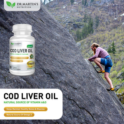 Burpless Cod Liver Oil - 100 Softgels | Omega-3 EPA & DHA + Vitamins A & D | Immune, Heart & Brain Support