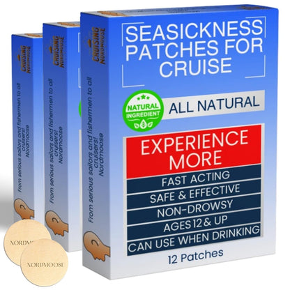 Nordmoose Sea Sickness Patches for Cruise - All Natural Non-Drowsy Motion Sickness Patches (3 Pack)