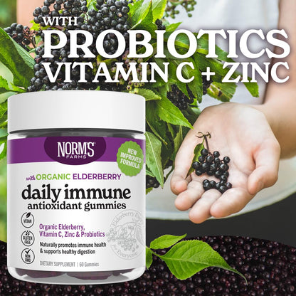 Norm's Farms Organic Elderberry Gummies - Daily Immune Support for Adults & Kids