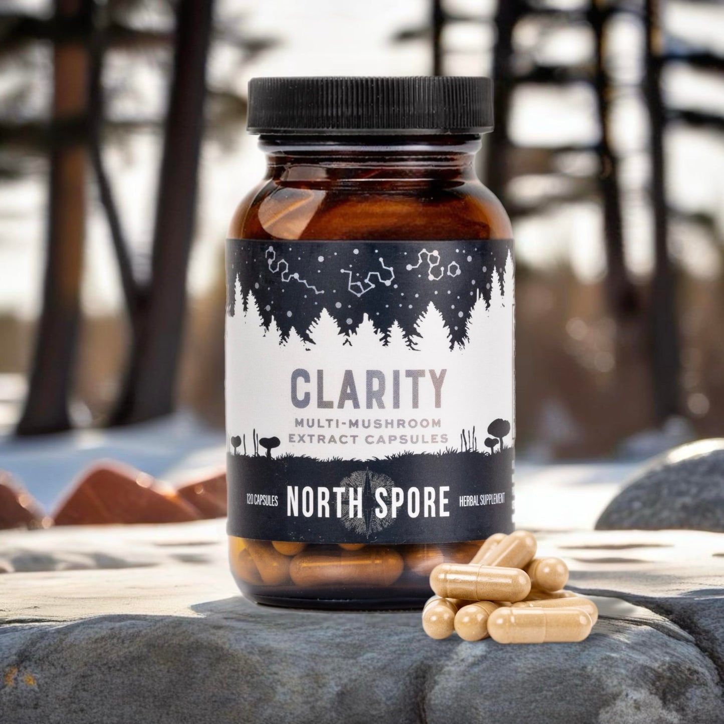 North Spore Clarity Mushroom Extract Capsules | Lion's Mane, Reishi & Cordyceps – 120ct