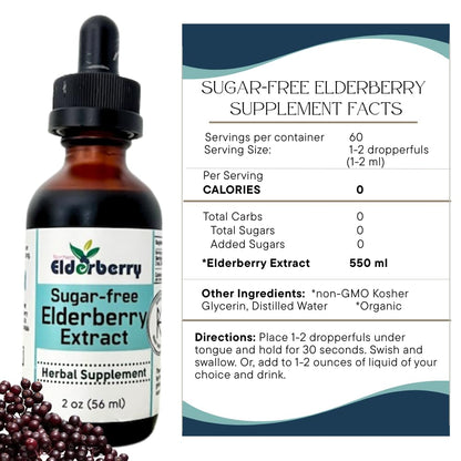 Northern Elderberry Sugar-Free Elixir - 2 oz Glycerite (Alcohol-Free) | Kid-Friendly Herbal Dietary Supplement