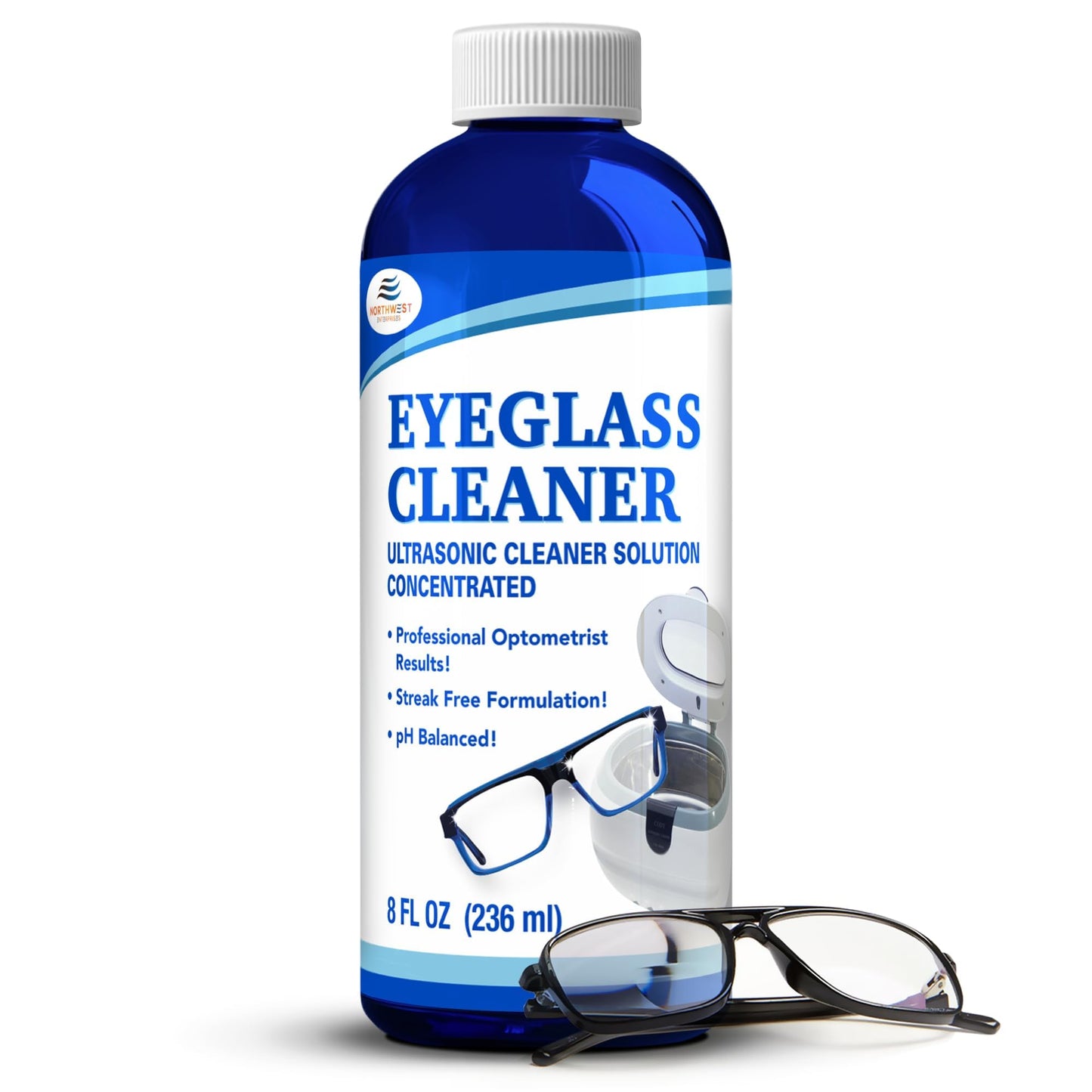 NORTHWEST ENTERPRISES Ultrasonic Eyeglass Cleaner Solution – Concentrated Glasses Cleaner for Sonic & Ultrasonic Machines
