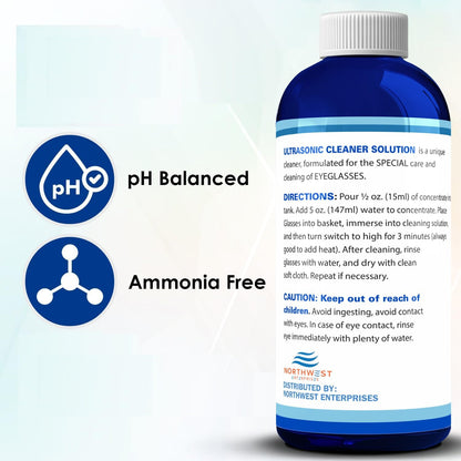 NORTHWEST ENTERPRISES Ultrasonic Eyeglass Cleaner Solution – Concentrated Glasses Cleaner for Sonic & Ultrasonic Machines