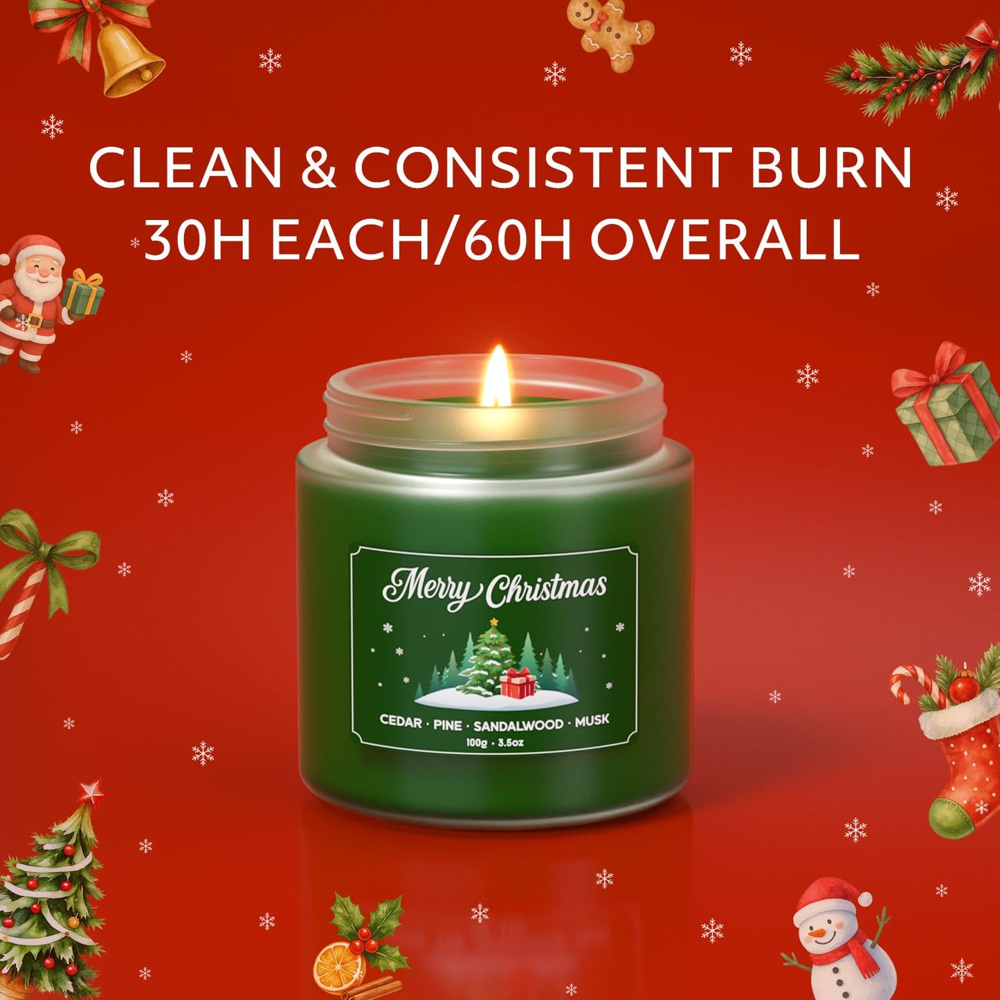 NORVENCE Christmas Candles Gift Set - Stress Relief Scented Candles, 7 oz