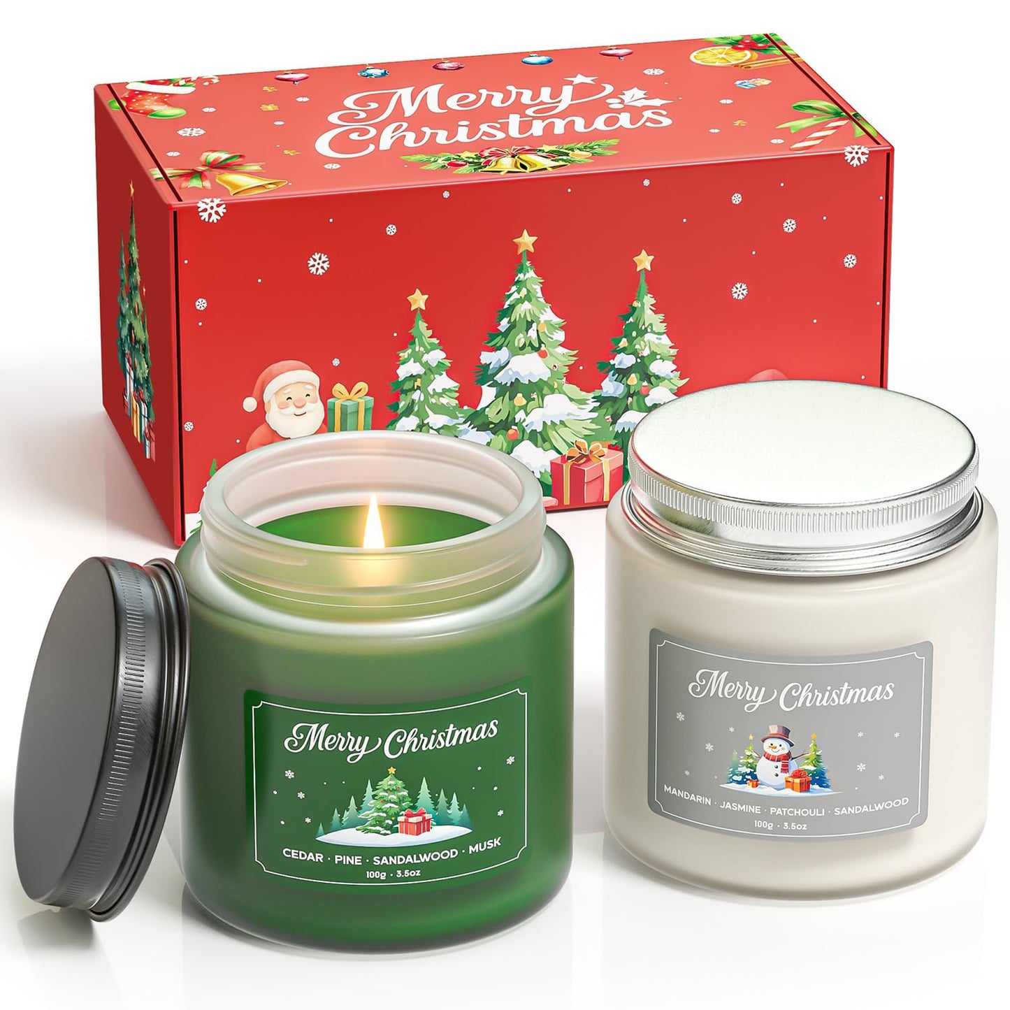 NORVENCE Christmas Candles Gift Set - Stress Relief Scented Candles, 7 oz