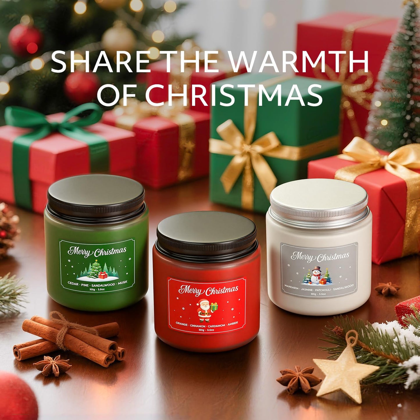 NORVENCE Christmas Candles Gift Set – Stress Relief Scented Candles for Women & Men