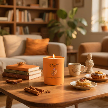 NORVENCE Cinnamon Candle – 10oz Soy Wax, Hand-Poured, Gift for Women & Men