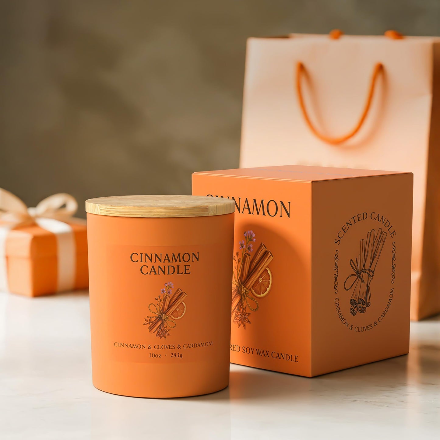 NORVENCE Cinnamon Candle – 10oz Soy Wax, Hand-Poured, Gift for Women & Men