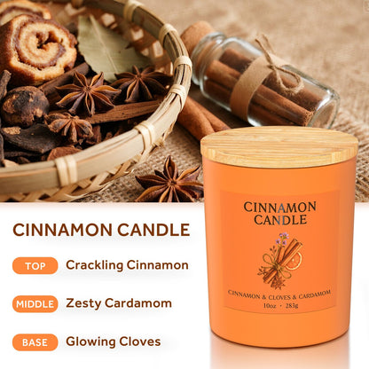 NORVENCE Cinnamon Candle – 10oz Soy Wax, Hand-Poured, Gift for Women & Men