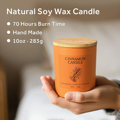 NORVENCE Cinnamon Candle – 10oz Soy Wax, Hand-Poured, Gift for Women & Men
