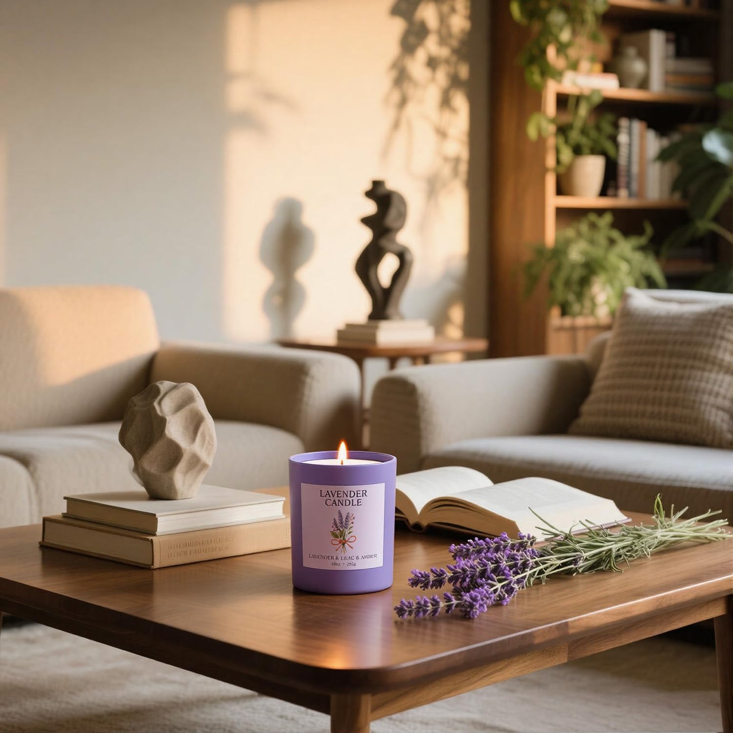 NORVENCE Lavender Candle - 10oz Soy Wax, Bamboo Lid | Relaxation & Home Decor