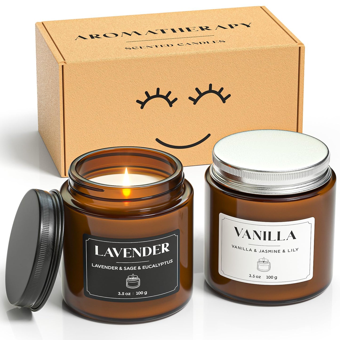 NORVENCE Scented Candles Gift Set | Premium Soy Candles for Home, Stress Relief, Gifts for Women & Men, Black & White, 7 oz