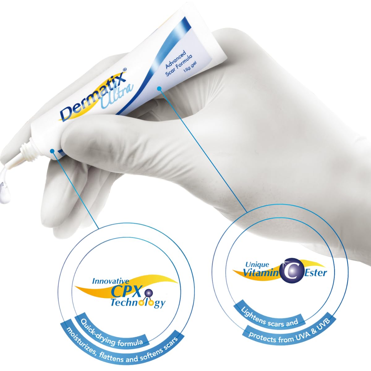 NOUVOS Dermatix Ultra Advanced Scar Gel - 15g | Softens, Flattens, Quick-Drying & Odorless