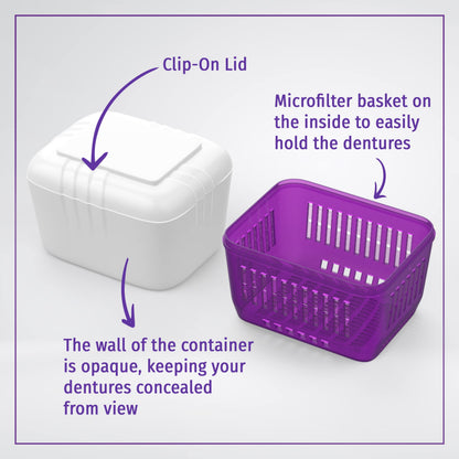 Novadent Dentures Cleaner Soaking Bath – Classic | Cleaning Container for Dental Appliances