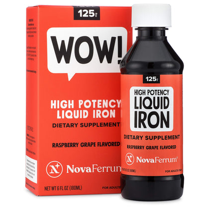 NovaFerrum Wow 125 mg/5 mL High Potency Liquid Iron for Adults | Vegan, Gluten Free, Sugar Free