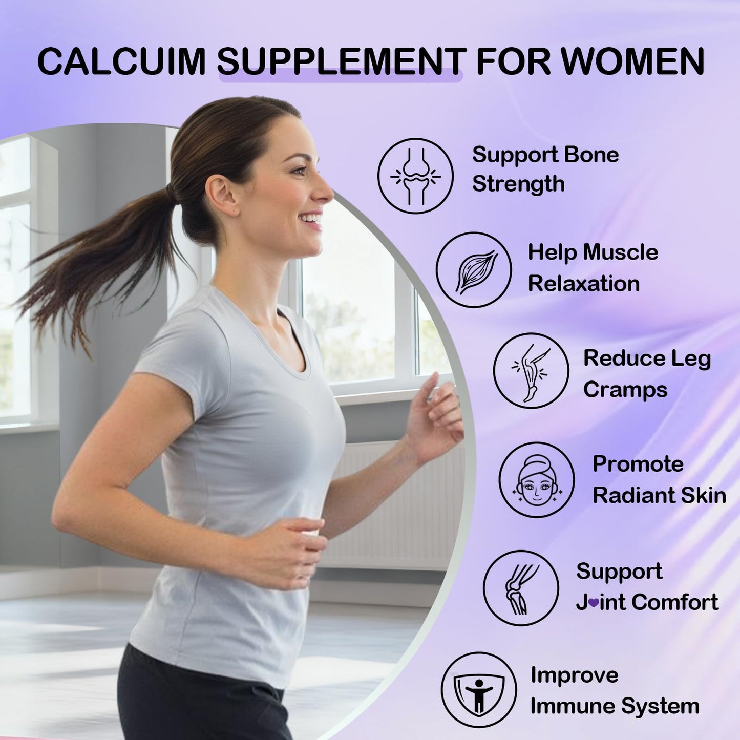 Novafun Calcium 1000mg for Women – Dicalcium Malate with Vitamin D3, K2, Magnesium, Collagen & Hyaluronic Acid | 90 Veggie Capsules