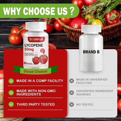 Novafun Lycopene 50mg for Men – Tomato Antioxidant, 90 Veggie Capsules, Cardio & Immune Support