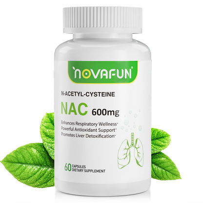 Novafun NAC 600mg Capsules – Lung Health & Liver Detox (60 Count)