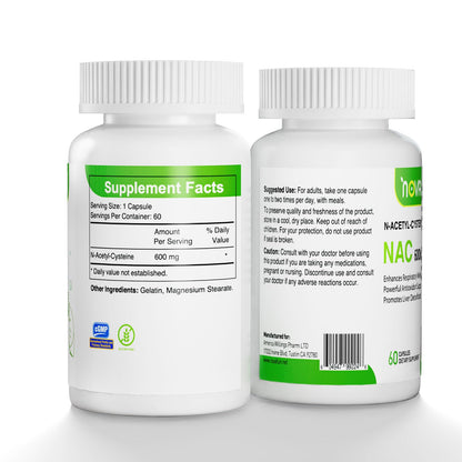 Novafun NAC 600mg Capsules – Lung Health & Liver Detox (60 Count)