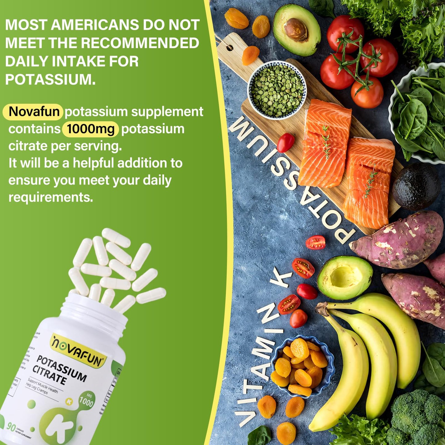 Novafun Potassium Citrate 1000mg – 90 Capsules | Vegan, Non-GMO, Gluten Free