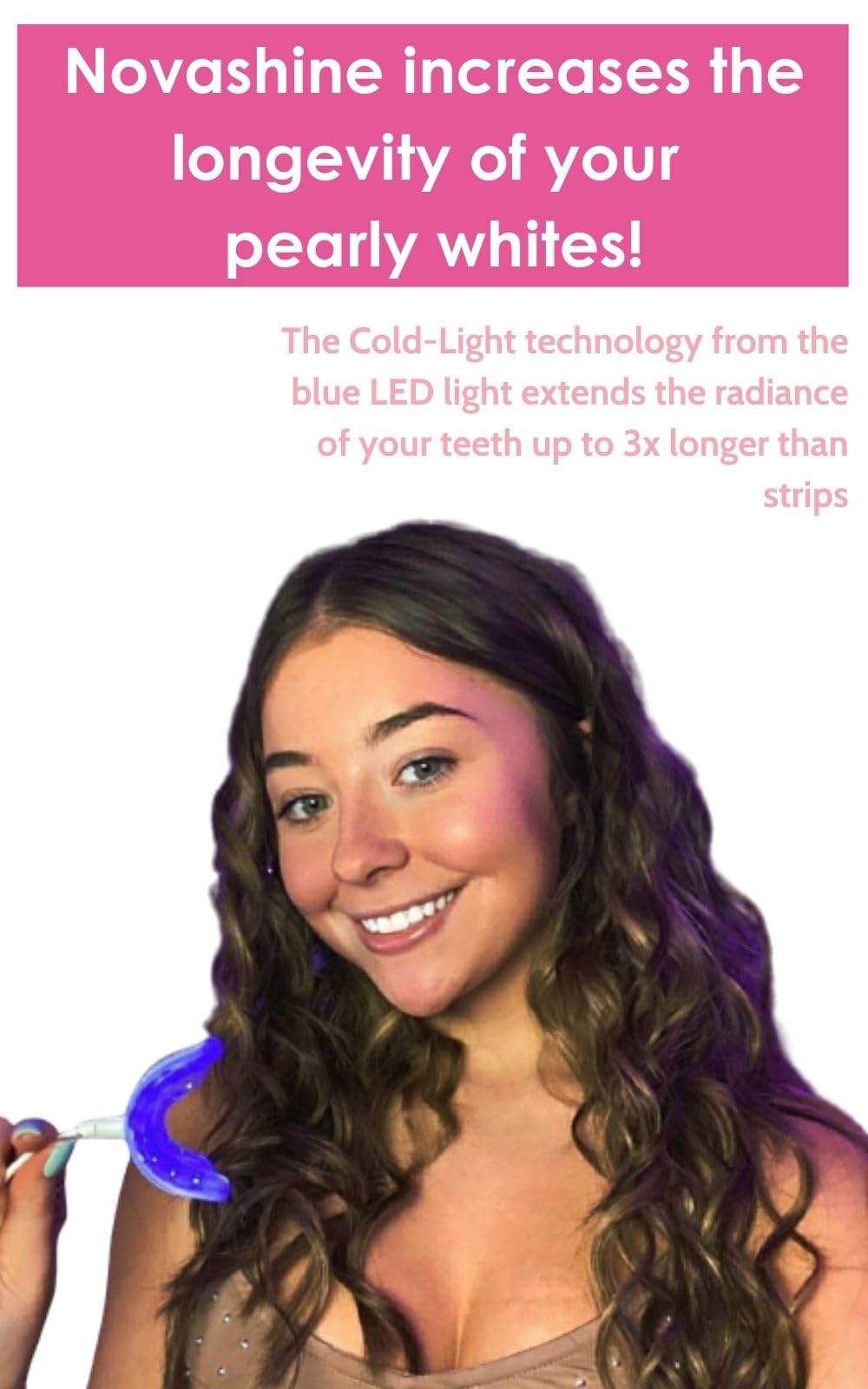 Novashine Professional Teeth Whitening Kit | Advanced Blue LED Light, Concentrated Peroxide Gel