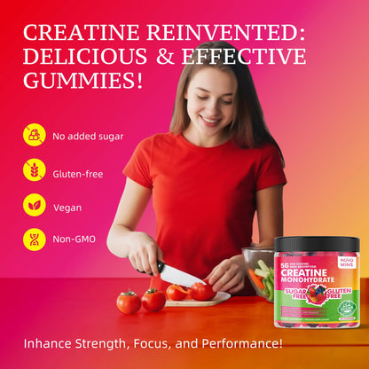 novomins Creatine Monohydrate Gummies 5000mg for Men & Women – Muscle Strength, Endurance, Energy, Pre-Workout (120 Count)