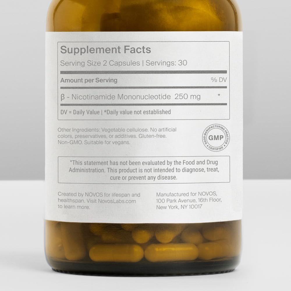 Novos Boost NMN 250 mg – 60 Capsules | Supports NAD+, Cellular Repair & DNA Protection