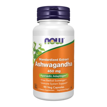 NOW Ashwagandha 450 mg (Standardized Extract) – 90 Veg Capsules