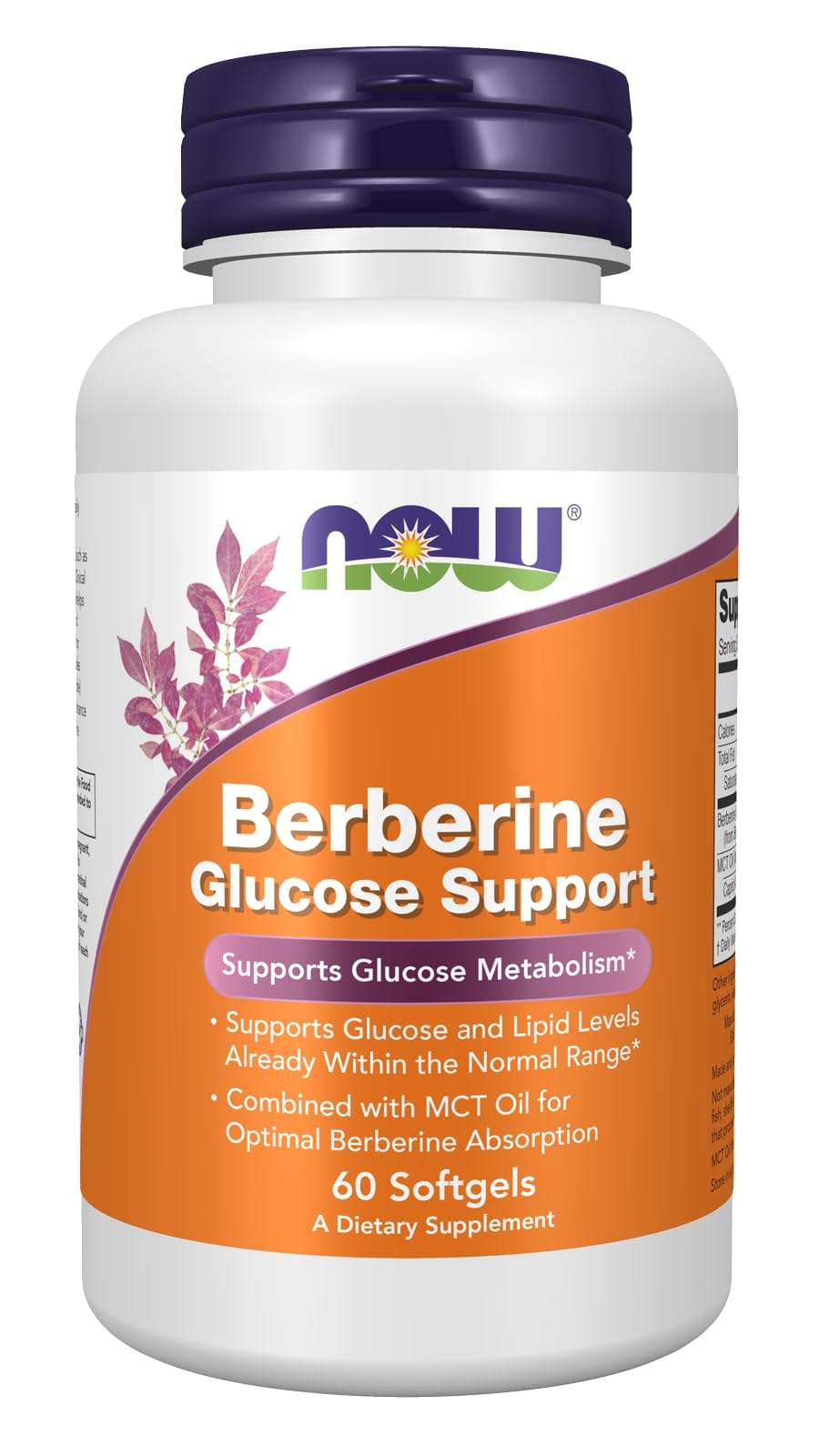 NOW Berberine Glucose Support with MCT Oil – 60 Softgels