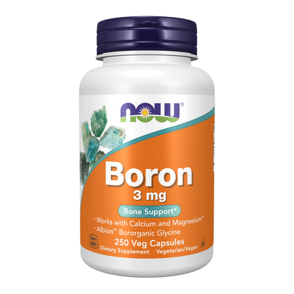NOW Supplements Boron 3 mg (Bororganic Glycine) – Structural Support* | 250 Veg Capsules