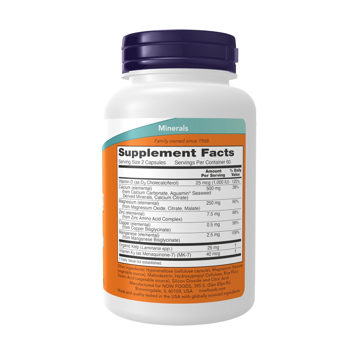 NOW Cal-Mag Caps with Zinc, Copper, Manganese & Vitamin D – 120 Caps
