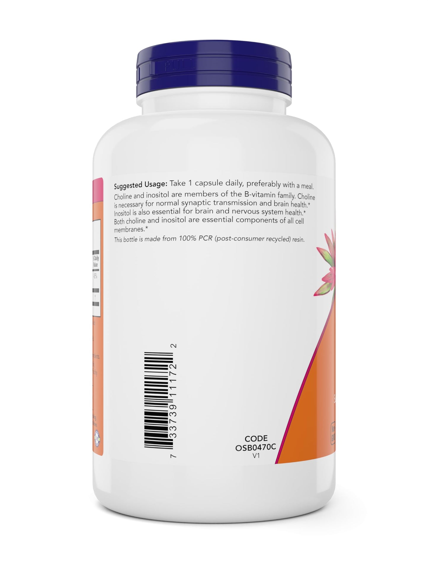 NOW Choline & Inositol, 180 Vegetarian Capsules | Non-GMO, Kosher & Vegan