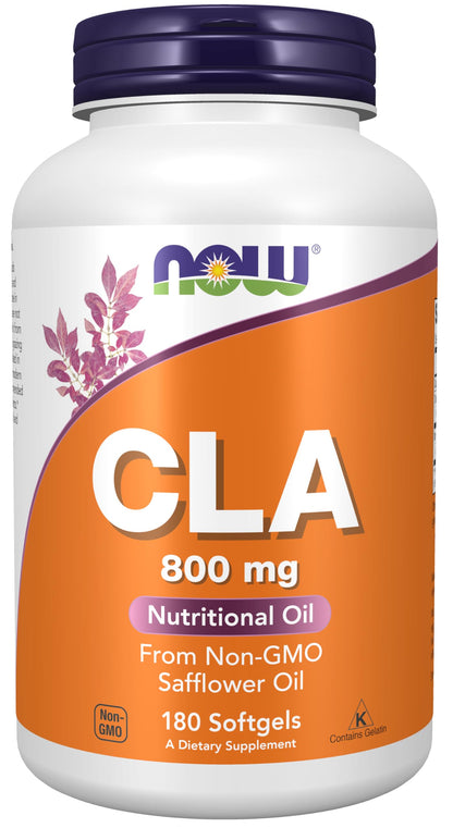 NOW CLA 800 mg Softgels – Non-GMO Safflower Oil, 180 Softgels | NOW Foods